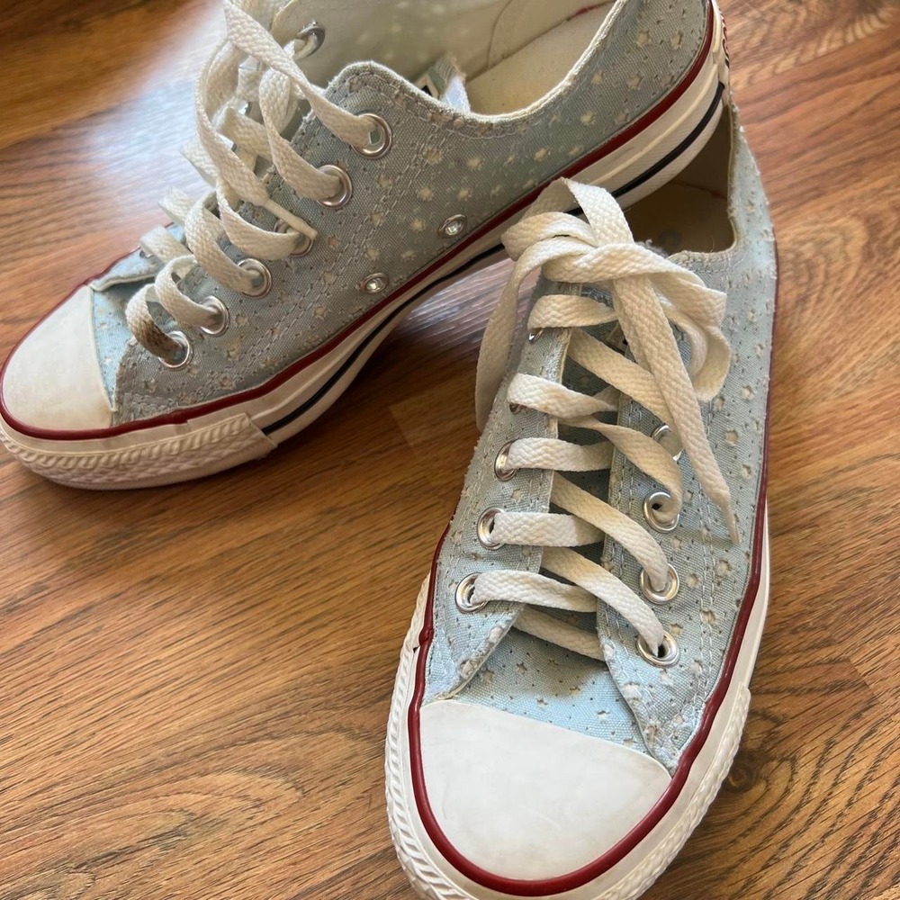 Converse All Star Low Top Sneakers Light baby blue White Star Cut outs